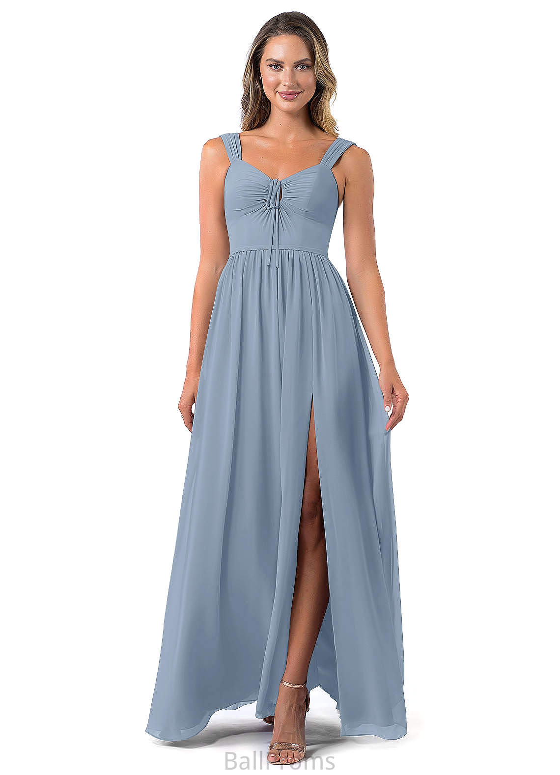 Tamia Natural Waist A-Line/Princess Floor Length Sleeveless Spaghetti Staps Bridesmaid Dresses