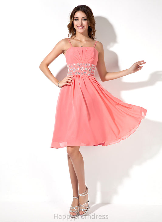 Dress Neckline Square Ruffle Beading Homecoming Dresses Homecoming With Knee-Length Eva Chiffon A-Line Sequins