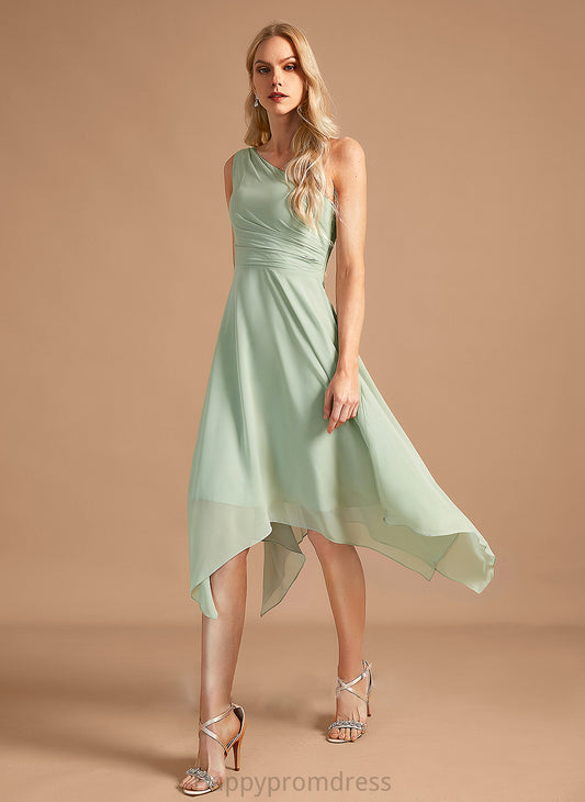 Ruffle One-Shoulder A-Line Neckline Length Fabric Asymmetrical Embellishment Silhouette Izabelle Natural Waist A-Line/Princess Bridesmaid Dresses