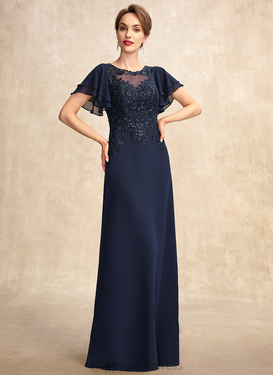 Bride of Neck With Mother of the Bride Dresses Dress Lace Chiffon A-Line the Scoop Floor-Length Tianna Mother Sequins