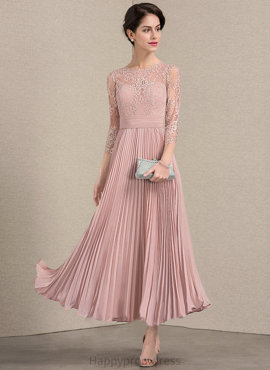 Mother Pleated Chiffon Mother of the Bride Dresses A-Line the Neck Bride Lace of Dress Allisson With Ankle-Length Scoop