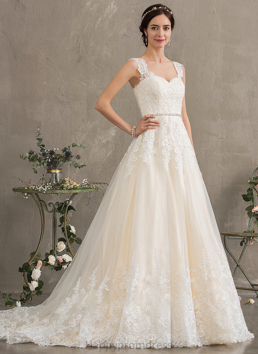 Beading Ball-Gown/Princess Sweetheart Train Wedding Dresses Dress Court Wedding With Sequins Tulle Tamara