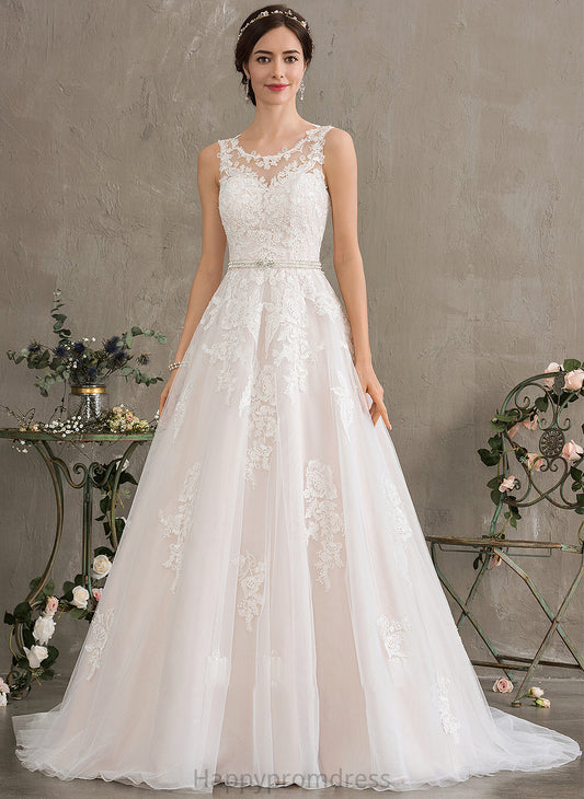 Sequins Train Beading Lilyana Wedding Dresses Dress Court Tulle Ball-Gown/Princess Wedding Neck With Scoop