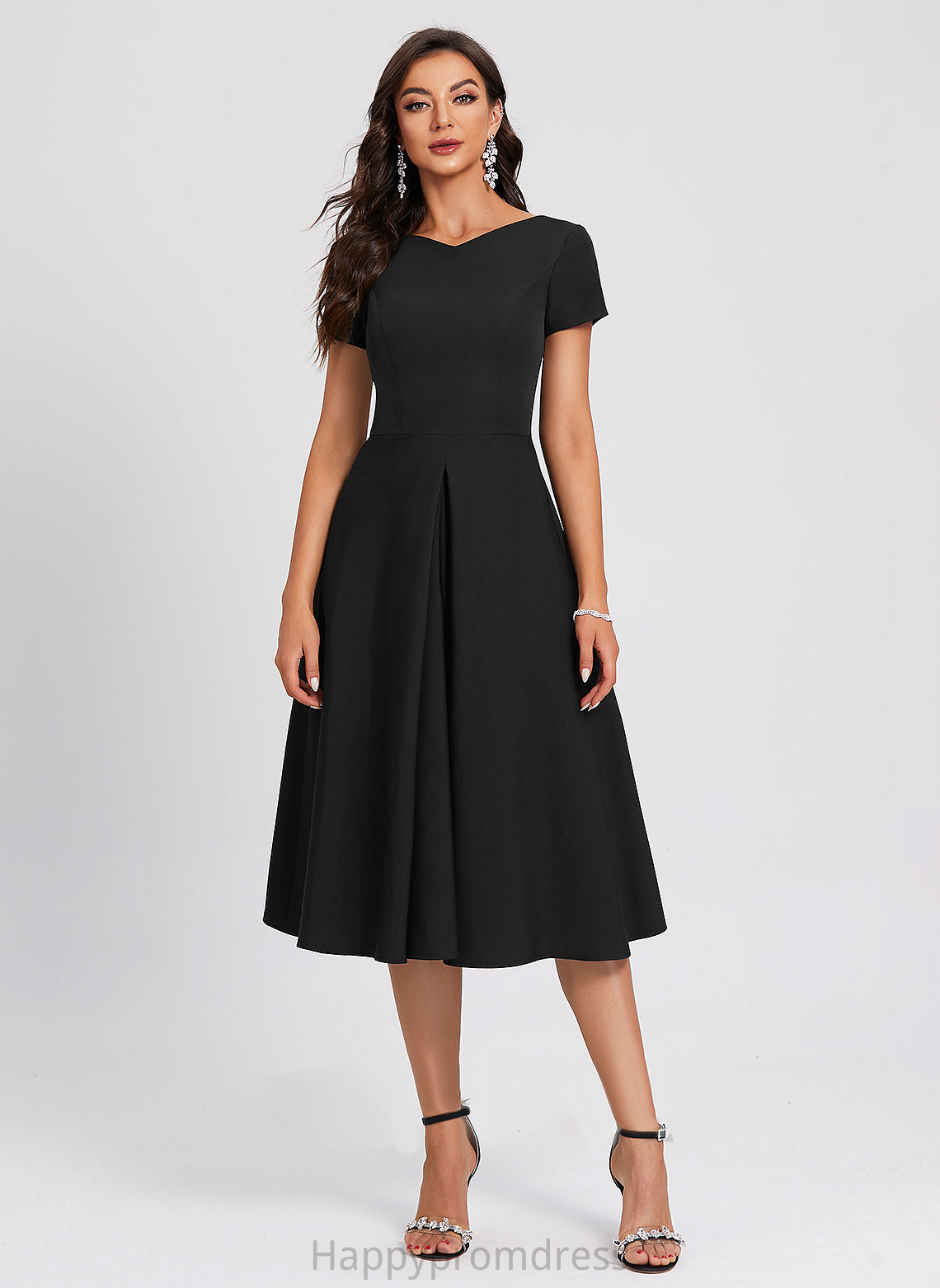 V-neck Dress Alexis Stretch Cocktail Dresses Cocktail A-Line Crepe Knee-Length