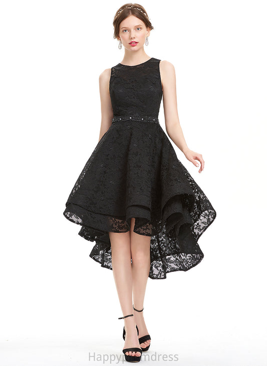 Homecoming Neck Scoop Homecoming Dresses Lace A-Line With Asymmetrical Beading Jaidyn Lace Dress