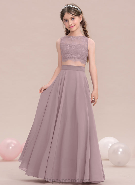 Floor-Length Chiffon Junior Bridesmaid Dresses Miley Scoop A-Line Neck