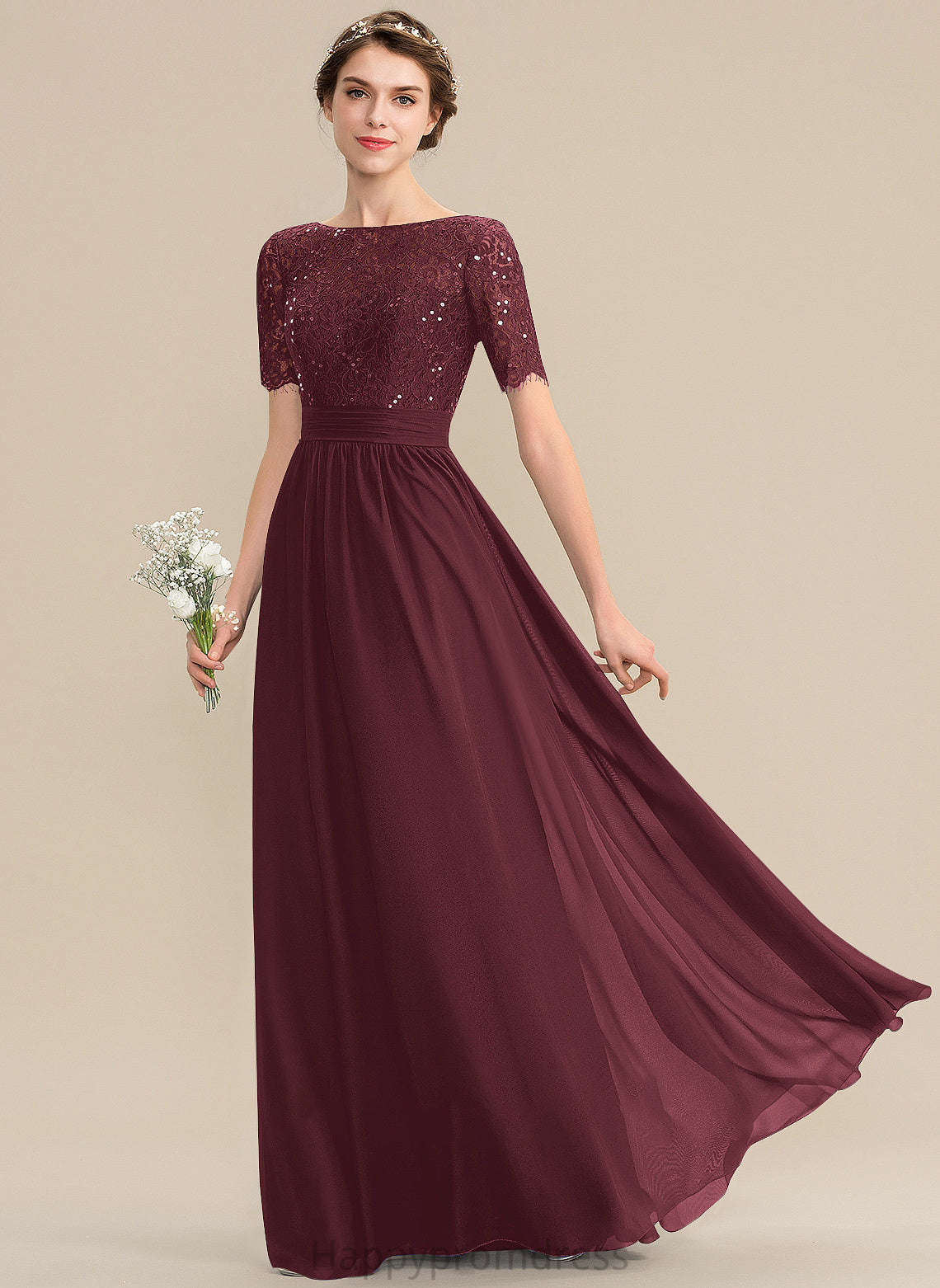 Neckline ScoopNeck Fabric Length Sequins Embellishment A-Line Floor-Length Silhouette Esperanza Floor Length One Shoulder Bridesmaid Dresses