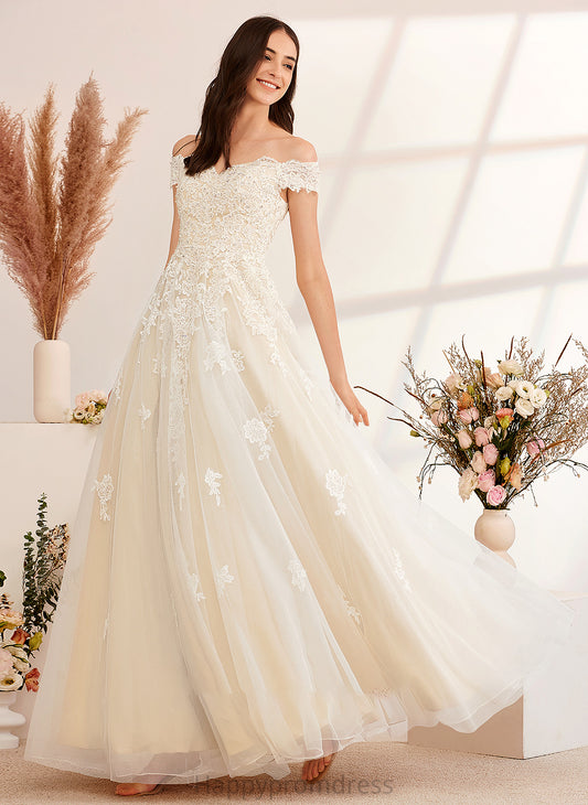 Beading Off-the-Shoulder Georgia Ball-Gown/Princess Dress Floor-Length With Sequins Wedding Dresses Wedding