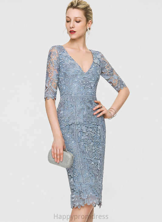 Knee-Length Dress Camilla Cocktail Dresses V-neck Sheath/Column Lace Cocktail