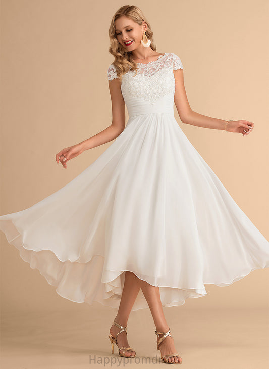 Chiffon Wedding A-Line Valery Dress Neck Scoop Wedding Dresses Asymmetrical