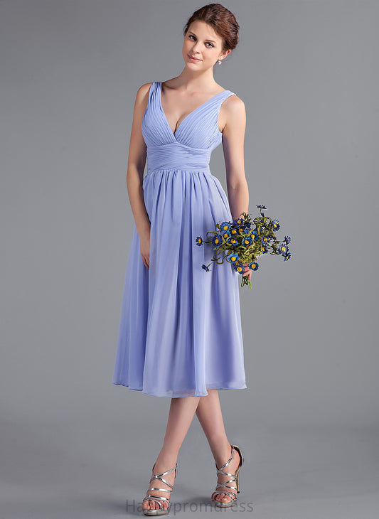 Neckline Tea-Length Silhouette V-neck A-Line Embellishment Fabric Length Ruffle Kadence A-Line/Princess Floor Length Bridesmaid Dresses