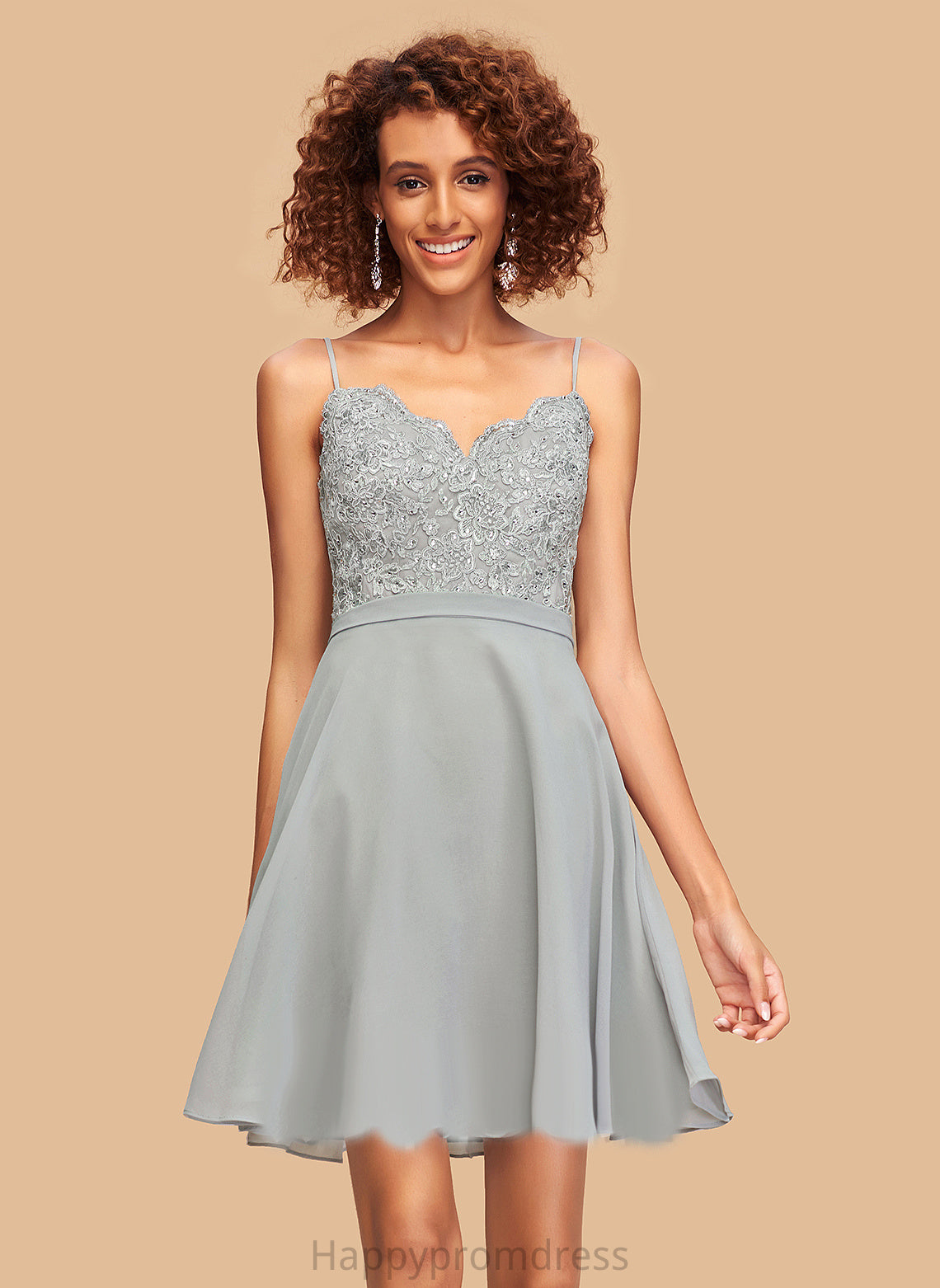 Beading V-neck With Melanie Lace Chiffon Short/Mini Homecoming Homecoming Dresses Dress A-Line