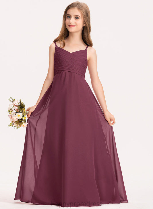 Junior Bridesmaid Dresses Ruffle Sweetheart Floor-Length Chiffon Chasity A-Line With