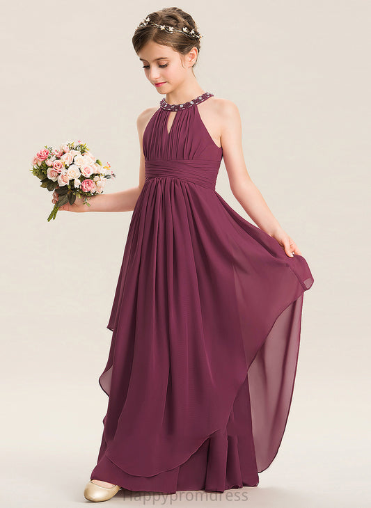 Neck Chiffon Beading Ruffle With Junior Bridesmaid Dresses Adalyn Floor-Length A-Line Scoop