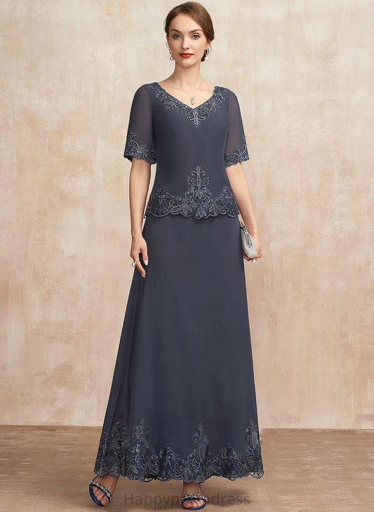 Dress Lace A-Line Mother Bailee of Mother of the Bride Dresses the Ankle-Length V-neck With Bride Chiffon Sequins