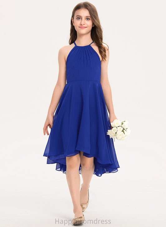 Chiffon A-Line Neck Junior Bridesmaid Dresses With Scoop Ruffle Asymmetrical Lilyana