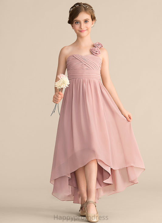 Asymmetrical Bow(s) Junior Bridesmaid Dresses Abbey A-Line One-Shoulder With Ruffle Chiffon Flower(s)