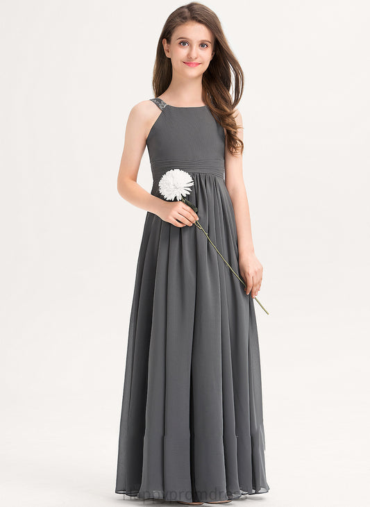 Neck Chiffon Ruffle Scoop Arianna Floor-Length A-Line With Junior Bridesmaid Dresses Lace