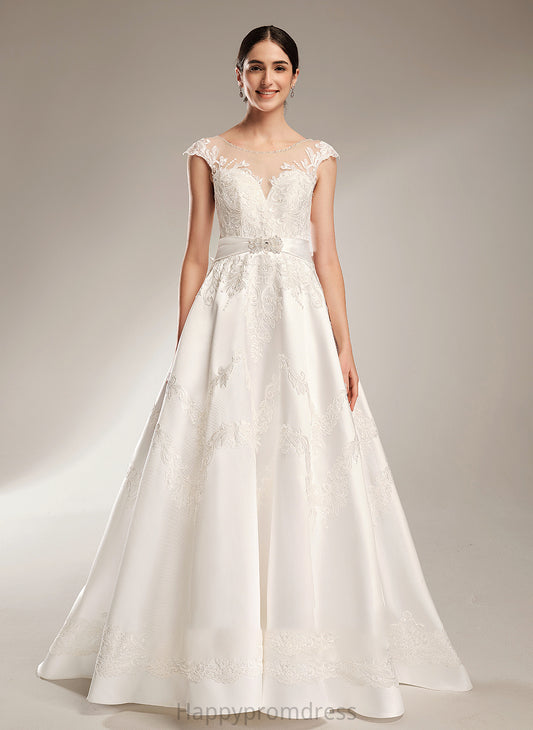 With Ball-Gown/Princess Train Dress Scoop Sequins Wedding Dresses Beading Chapel Akira Wedding Neck