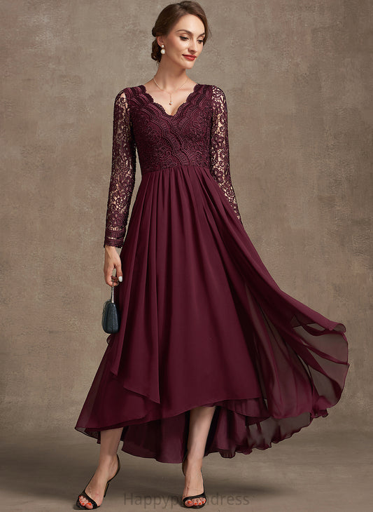 Mother of the Bride Dresses Chiffon of Mother V-neck Lace Allyson Dress A-Line Asymmetrical the Bride