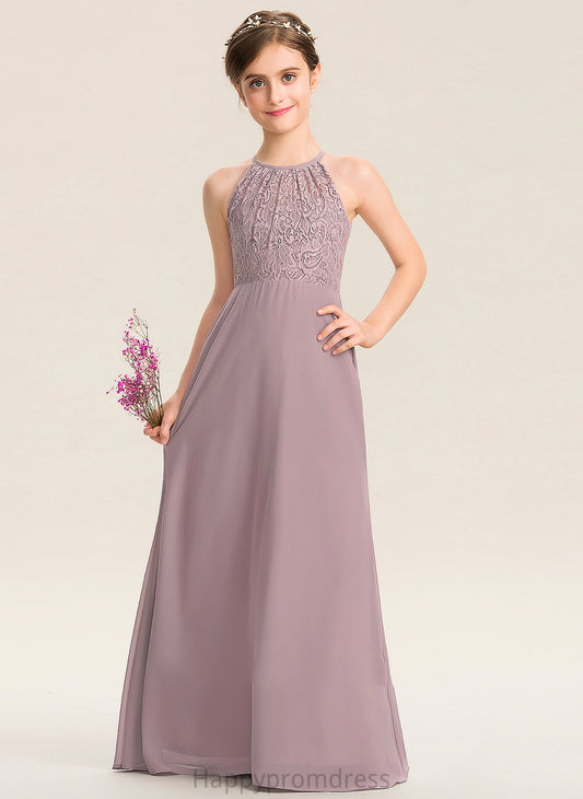 A-LineScoopNeckFloor-LengthChiffonLaceJuniorBridesmaidDressWithRuffle#173272 Junior Bridesmaid Dresses Estrella