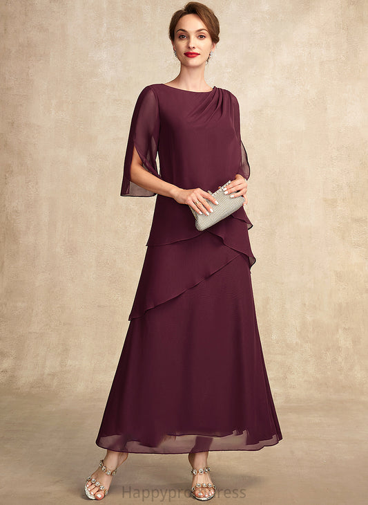 Chiffon Scoop Avery A-Line Cascading the of Ankle-Length Dress Ruffles Bride Mother of the Bride Dresses Mother Neck With