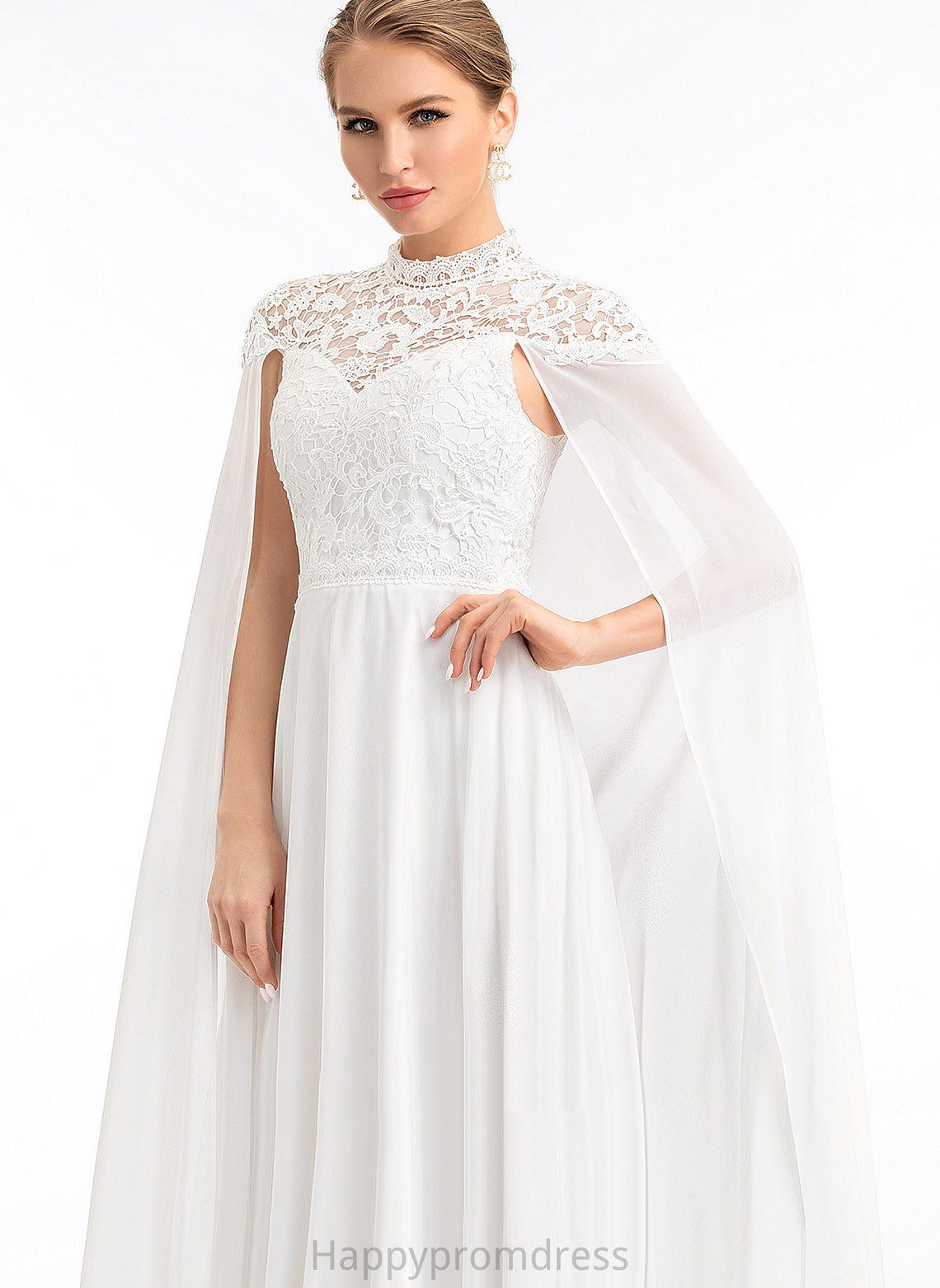 Wedding A-Line Kaylyn High Wedding Dresses Chiffon Floor-Length Lace Dress Neck