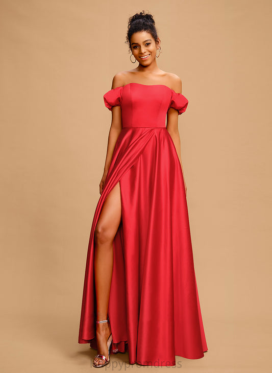 Sweetheart Off-the-Shoulder With Prom Dresses Satin Ball-Gown/Princess Bow(s) Floor-Length Kassandra