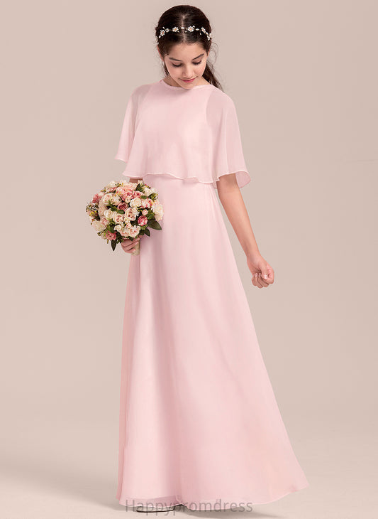 Dakota Scoop A-Line Chiffon Neck Junior Bridesmaid Dresses Floor-Length