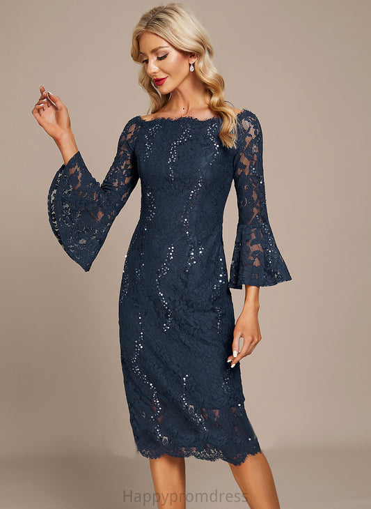 Off-the-Shoulder Sophie Sheath/Column Knee-Length With Dress Cocktail Sequins Lace Cocktail Dresses