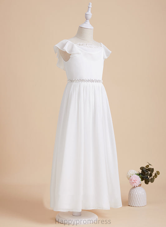 Girl Scoop A-Line Short Neck Sleeves With Isabel Ankle-length Chiffon/Lace - Beading Flower Dress Flower Girl Dresses