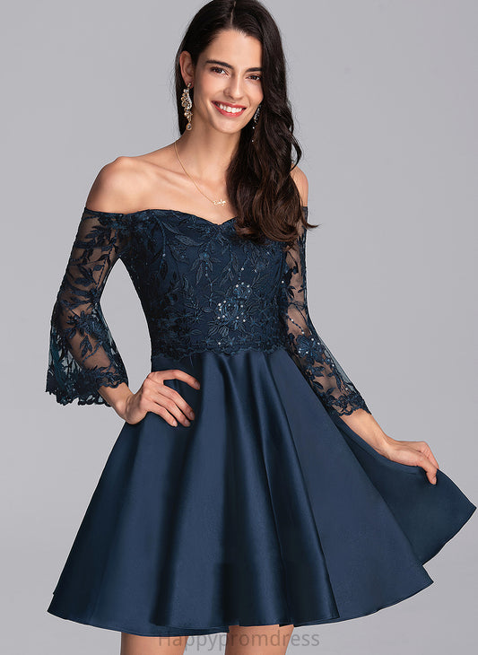 Off-the-Shoulder Dress With A-Line Lace Payten Homecoming Homecoming Dresses Short/Mini Satin