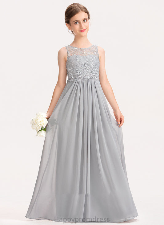 Neck Junior Bridesmaid Dresses Patricia Floor-Length Lace A-Line Scoop Chiffon