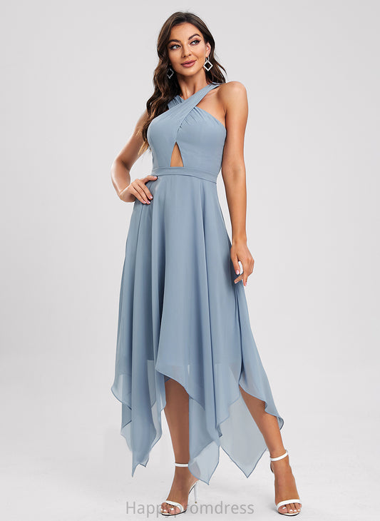 Cocktail Dresses Cocktail Dress V-neck A-Line Chiffon Clarissa Asymmetrical