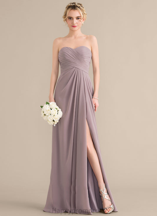 Length Silhouette SplitFront Fabric Floor-Length Ruffle Sweetheart Neckline Embellishment A-Line Salome Floor Length Bridesmaid Dresses