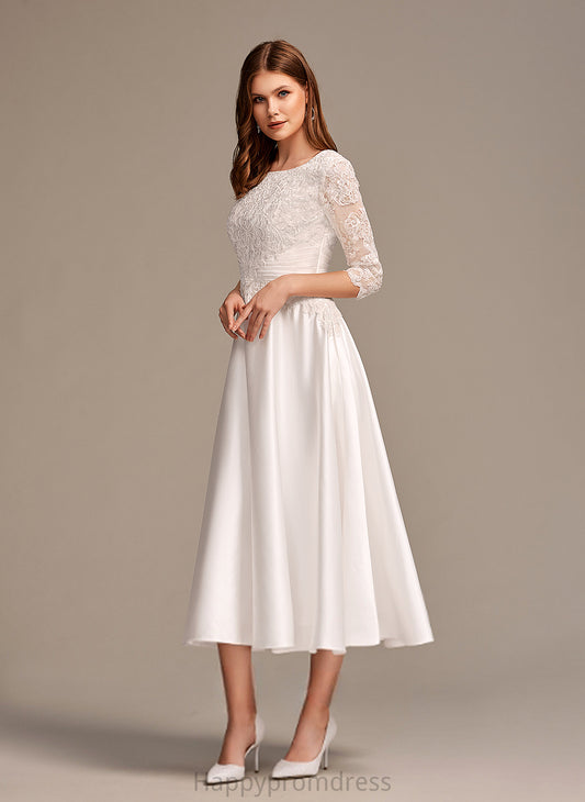 Wedding Dresses Dress Lace Wedding Mollie Tea-Length Scoop A-Line Satin