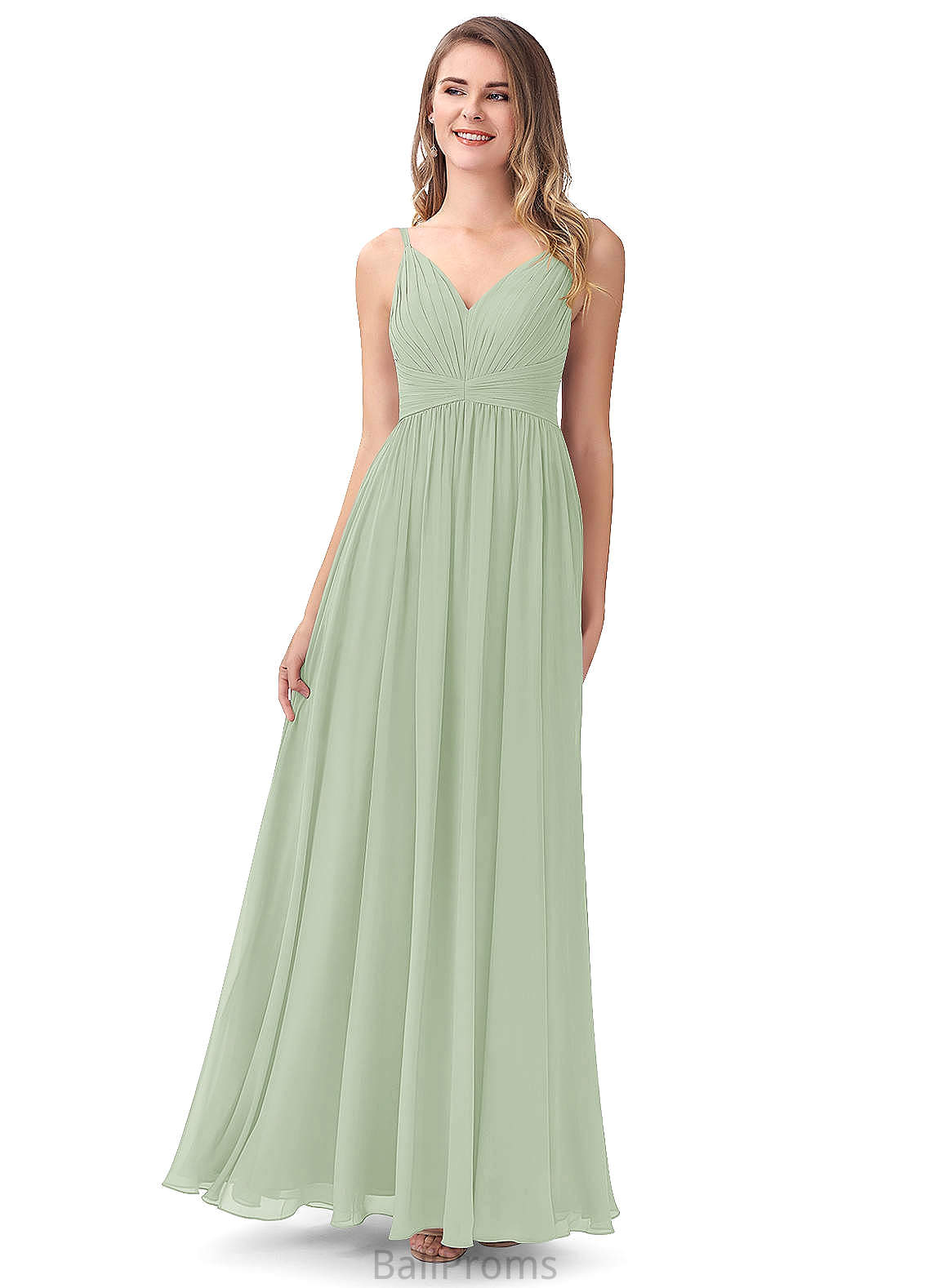 Ximena Natural Waist Floor Length A-Line/Princess Sleeveless Spaghetti Staps Bridesmaid Dresses