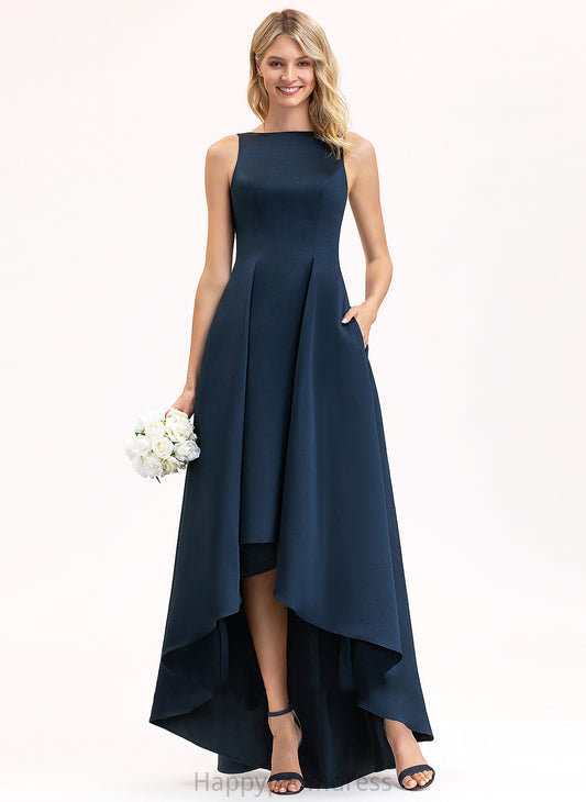 Asymmetrical A-Line Embellishment Neckline Pockets Silhouette Fabric Length ScoopNeck Rosalyn Floor Length Spaghetti Staps Bridesmaid Dresses