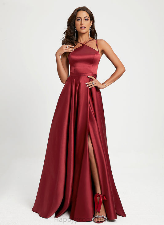 Floor-Length Prom Dresses Satin Kailee A-Line Halter