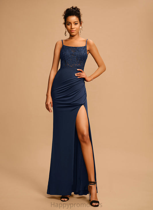 With Floor-Length Jersey Sheath/Column Scoop Neck Prom Dresses Sequins Lace Beading June