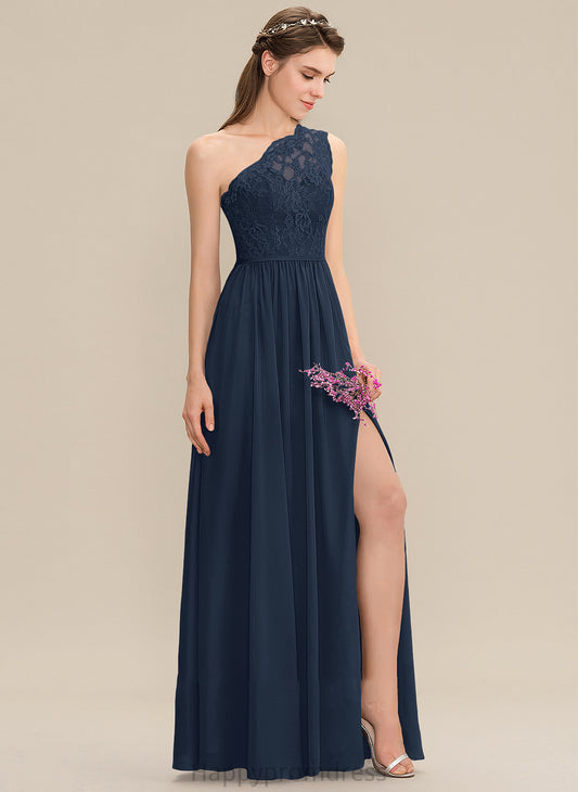 Embellishment A-Line One-Shoulder Floor-Length Length Silhouette SplitFront Neckline Fabric Elisa Floor Length Sleeveless Bridesmaid Dresses