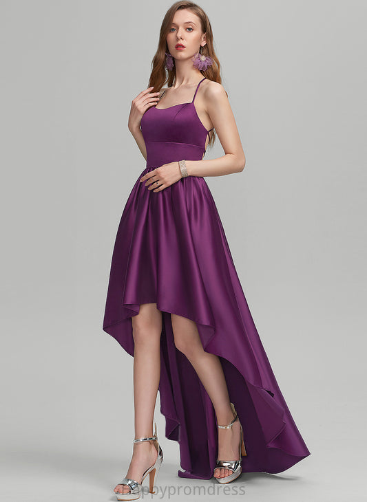 Ball-Gown/Princess Neckline Prom Dresses Asymmetrical Brylee Satin Square