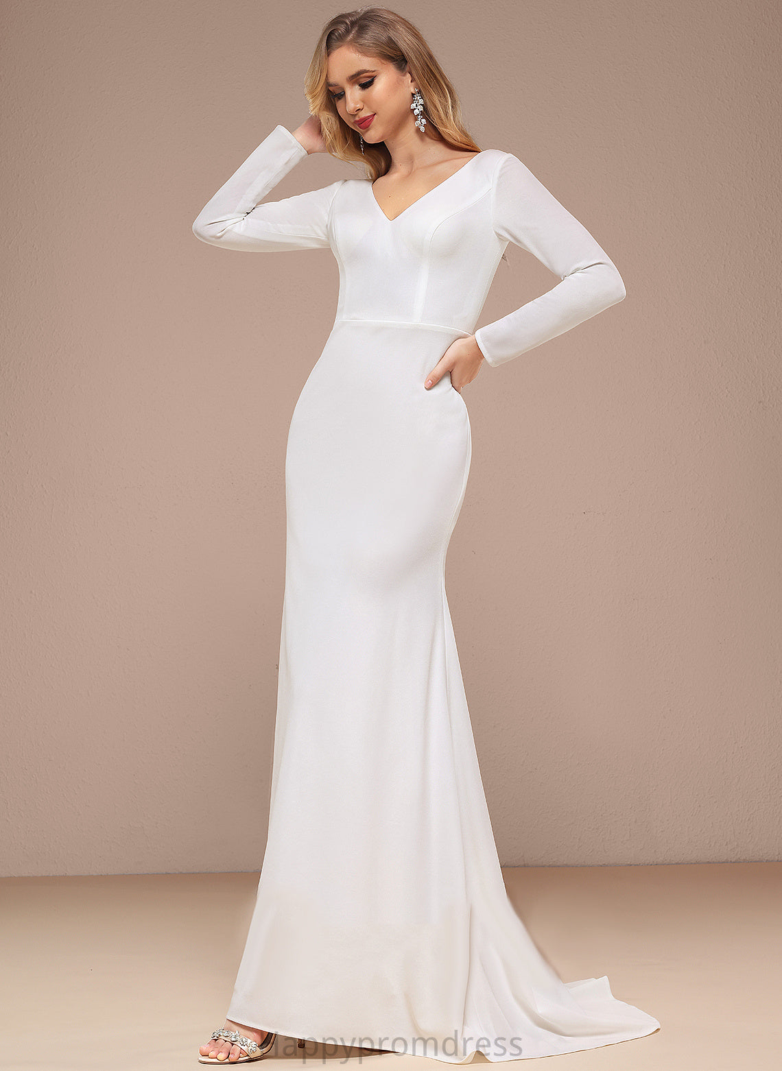 Wedding Train V-neck Hailie Wedding Dresses Dress Chiffon Sweep A-Line