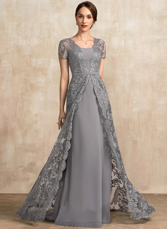 Sweep Dress Chiffon Leia Mother Mother of the Bride Dresses Bride Lace of the Square Train A-Line Neckline