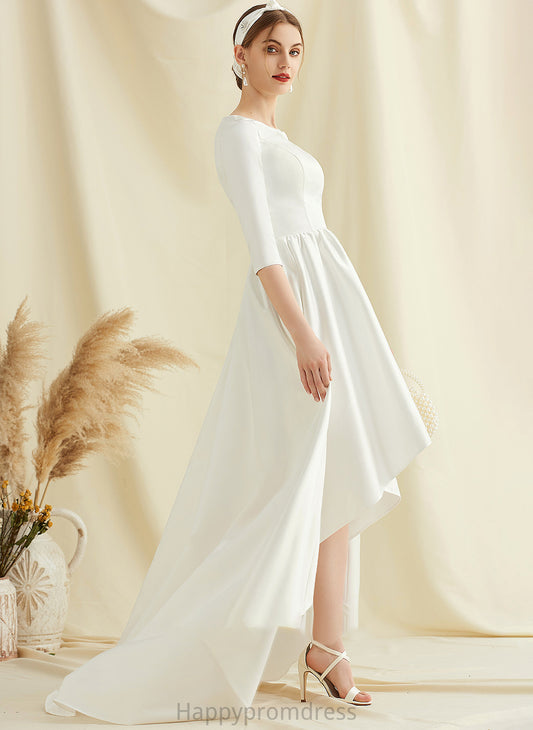 Wedding Dresses Dress With Lizbeth Wedding A-Line Scoop Pockets Satin Asymmetrical Neck