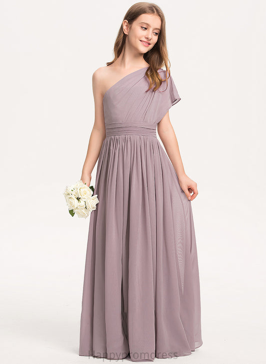 Muriel Junior Bridesmaid Dresses One-Shoulder Chiffon Ruffle With Floor-Length A-Line