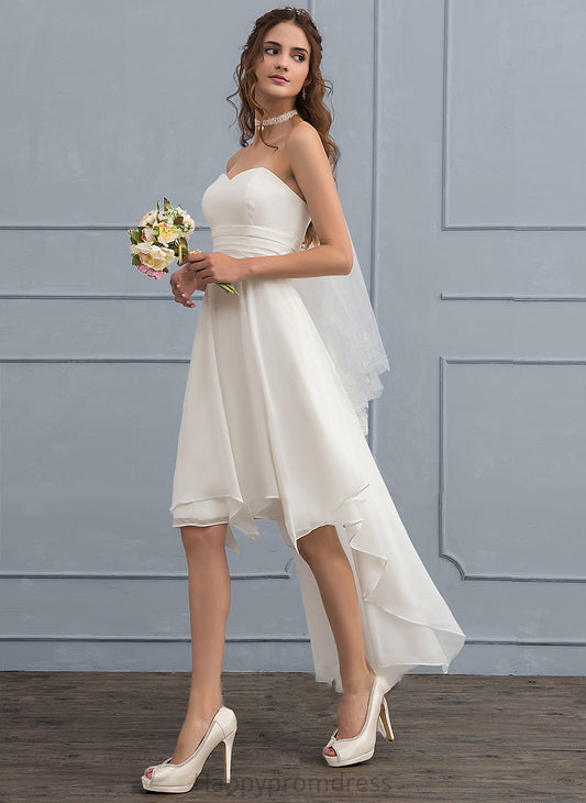 A-Line Wedding Dresses Dress With Chiffon Abbey Sweetheart Wedding Asymmetrical Ruffle