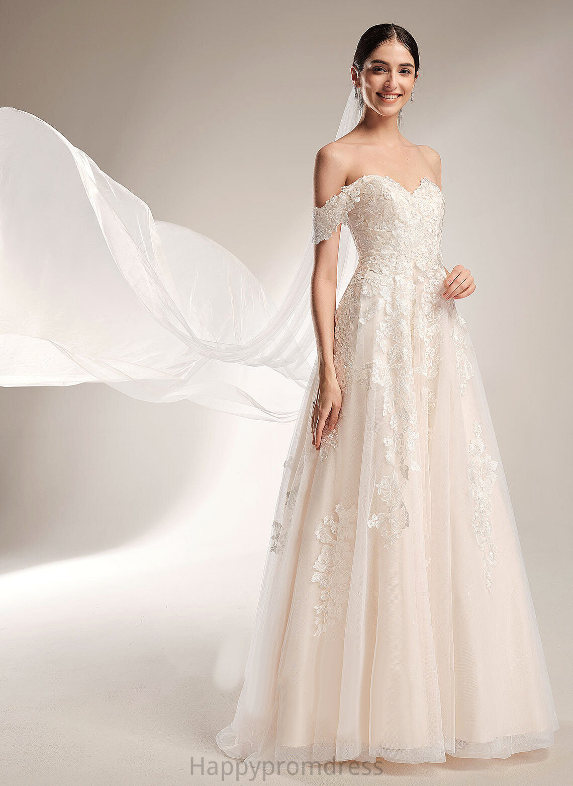 Wedding Dresses Train Chapel Taylor Tulle Ball-Gown/Princess Dress Off-the-Shoulder Lace Wedding