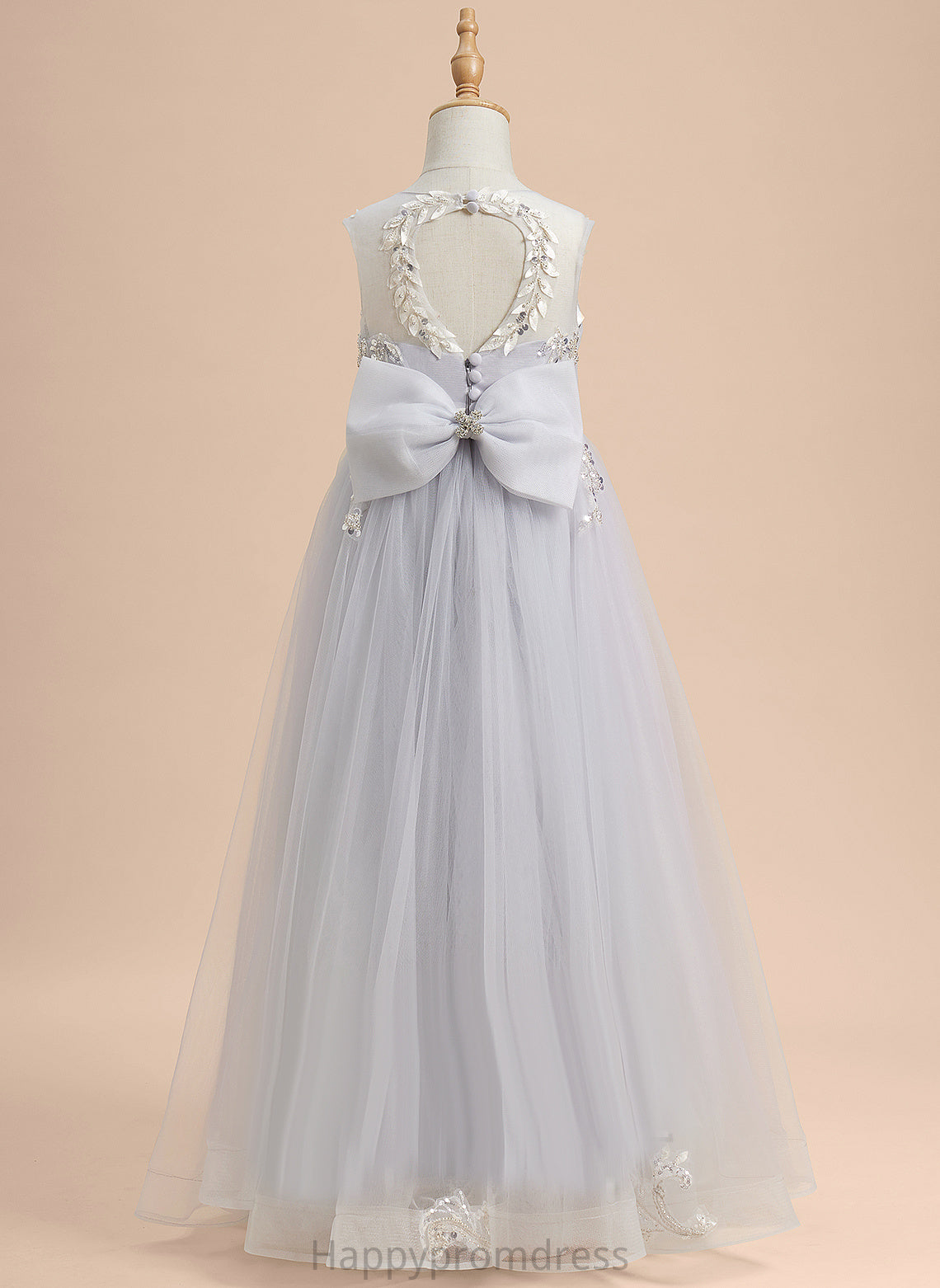 - Beading/Sequins/Bow(s) Floor-length Sleeveless Tulle Janiah Scoop Flower Dress A-Line Flower Girl Dresses Girl Neck With