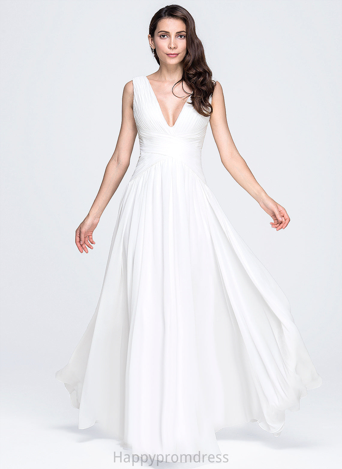 Wedding Dresses Dress With Pleated V-neck Floor-Length Chiffon Wedding Londyn A-Line